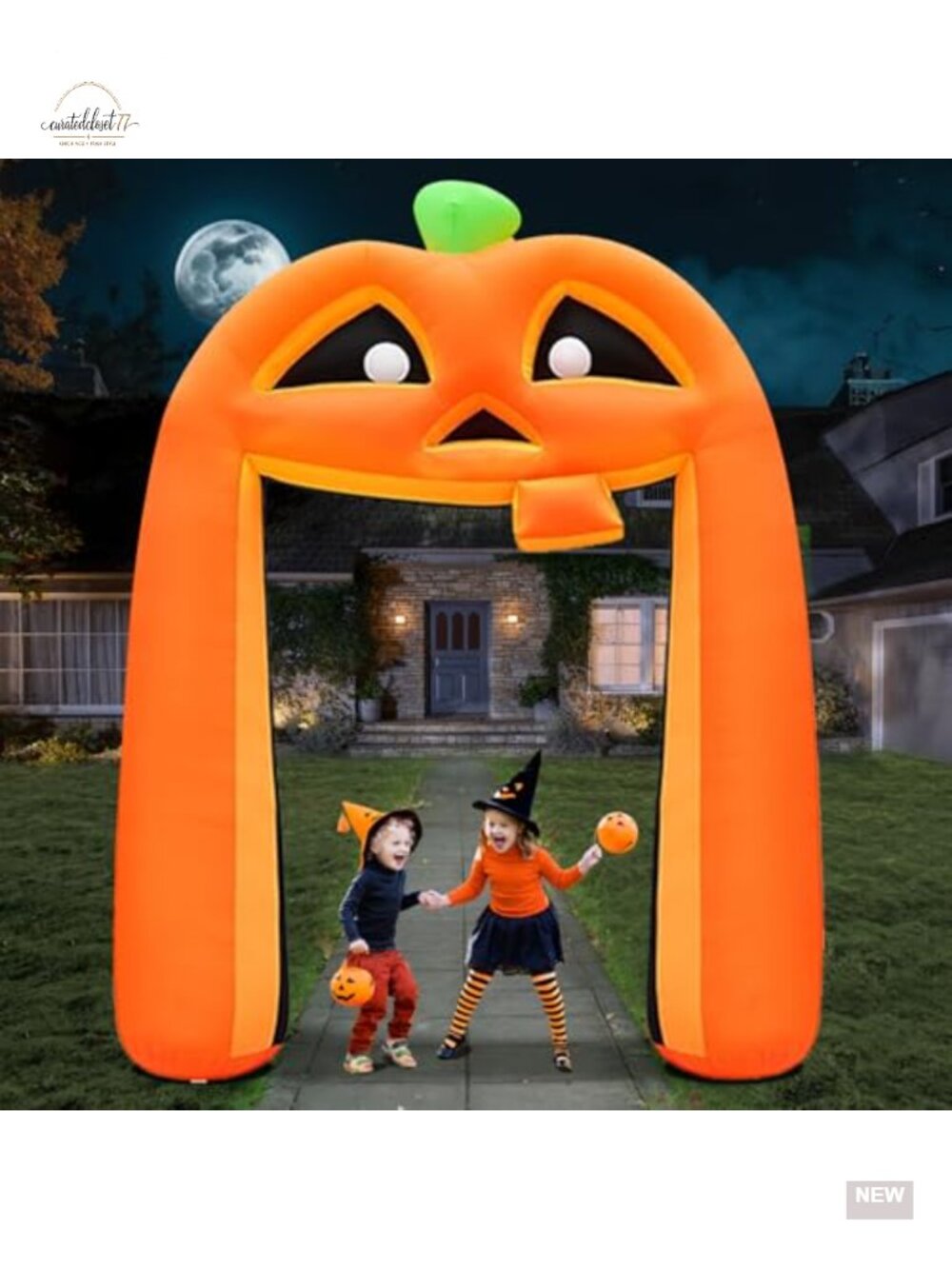 10FT Halloween Inflatable Pumpkin Archway with LED Lights Outdoor Blow Up